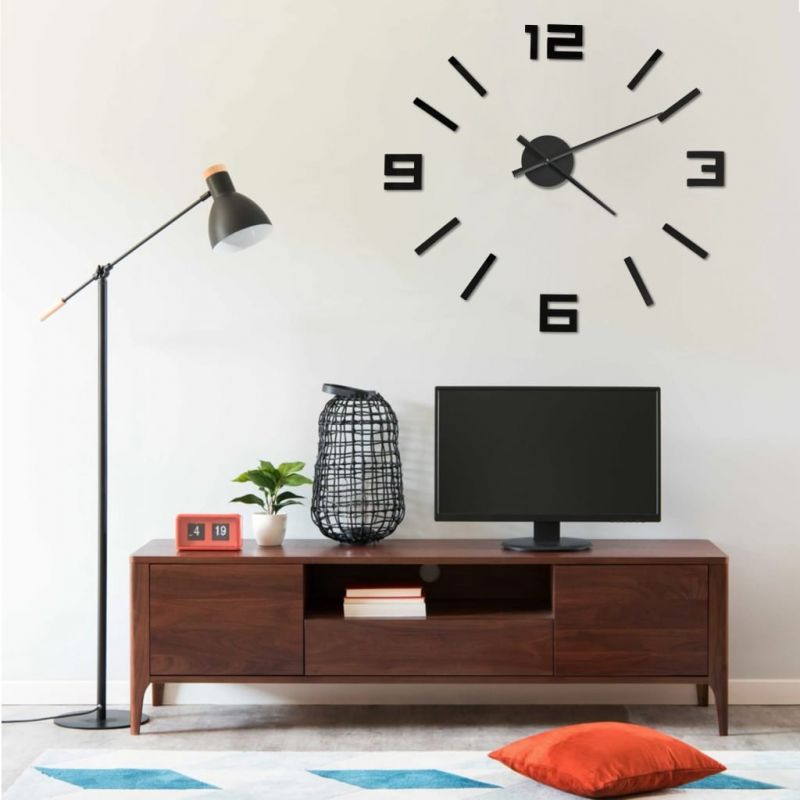 Sieninis laikrodis, juodas, 100cm, modernaus dizaino, 3D, XXL, 325156