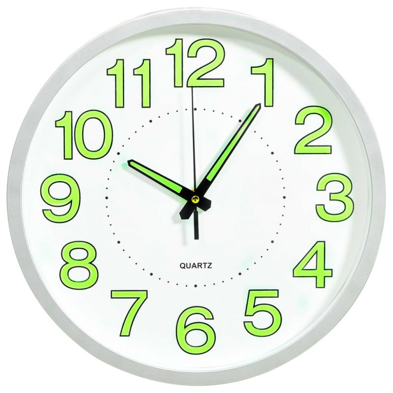 Šviečiantis sieninis laikrodis, baltos spalvos, 30cm, 325167