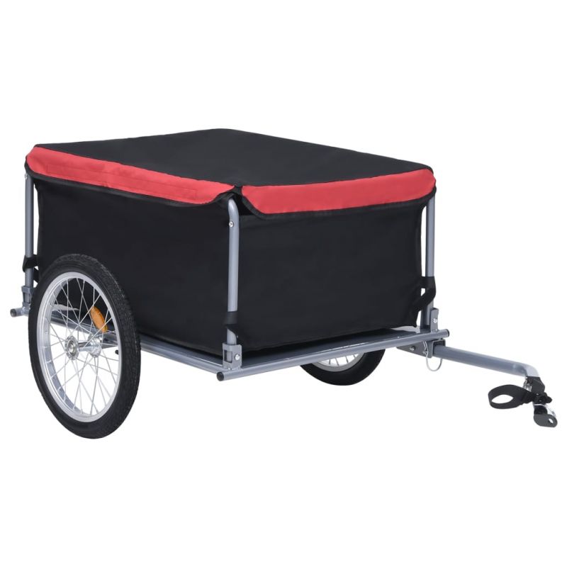 Krovininė dviračio priekaba, juodos ir raudonos spalvos, 65kg, 92588