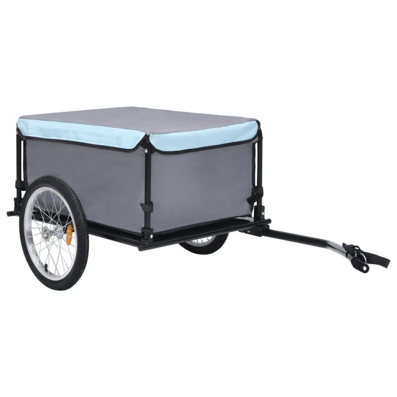 Krovininė dviračio priekaba, juodos ir mėlynos spalvos, 65kg, 92589