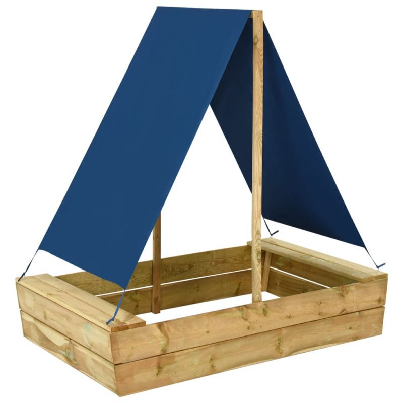 Smėlio dėžė su stogu, 80x60x97,5cm, impregnuota pušies mediena, 3059958
