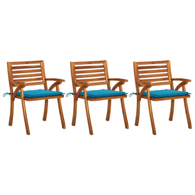 Sodo valgomojo kėdės su pagalvėlėmis, 3vnt., akacijos masyvas, 3060793