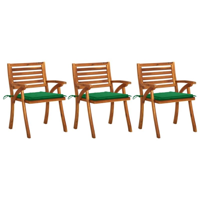 Sodo valgomojo kėdės su pagalvėlėmis, 3vnt., akacijos masyvas, 3060796