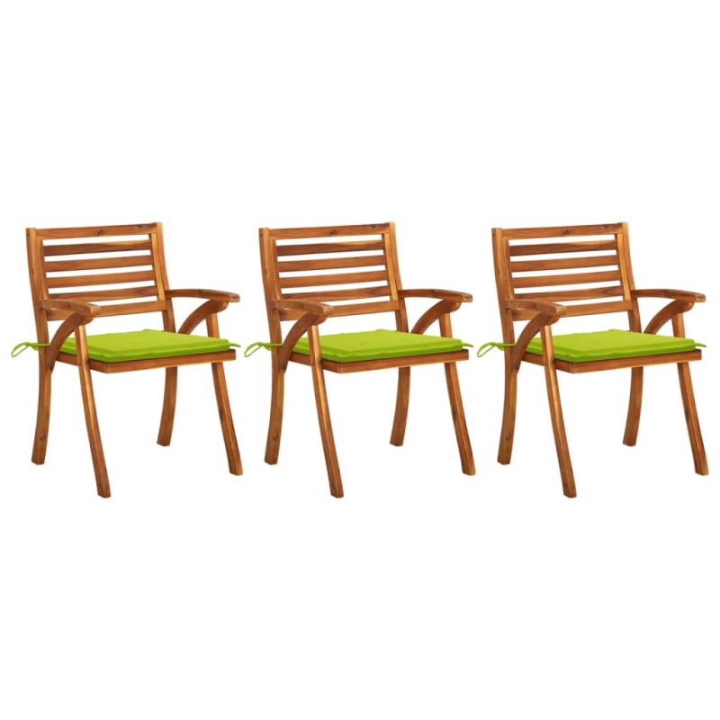 Sodo valgomojo kėdės su pagalvėlėmis, 3vnt., akacijos masyvas, 3060814