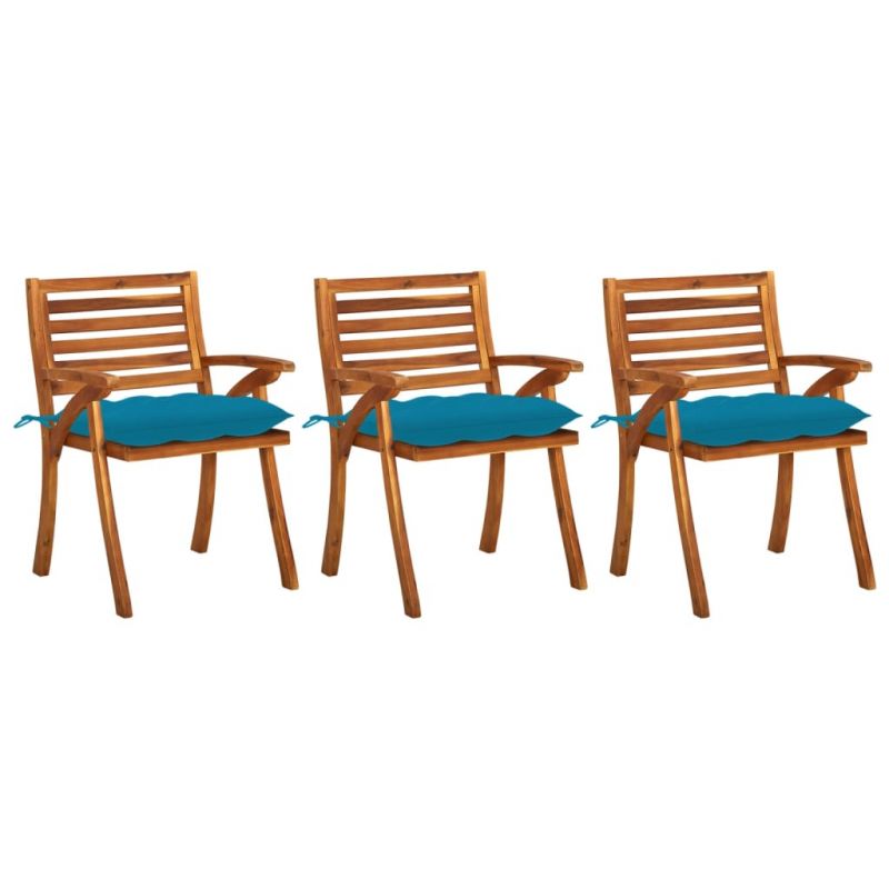 Sodo valgomojo kėdės su pagalvėlėmis, 3vnt., akacijos masyvas, 3060838