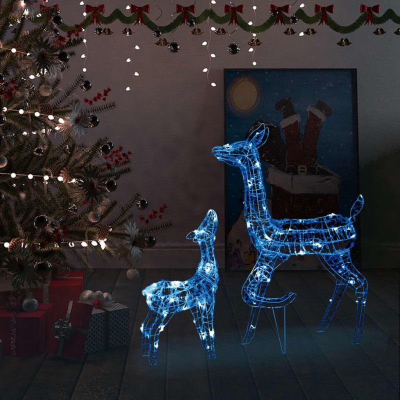 Kalėdinė dekoracija elnių šeima, akrilas, 160 mėlynų LED, 329791