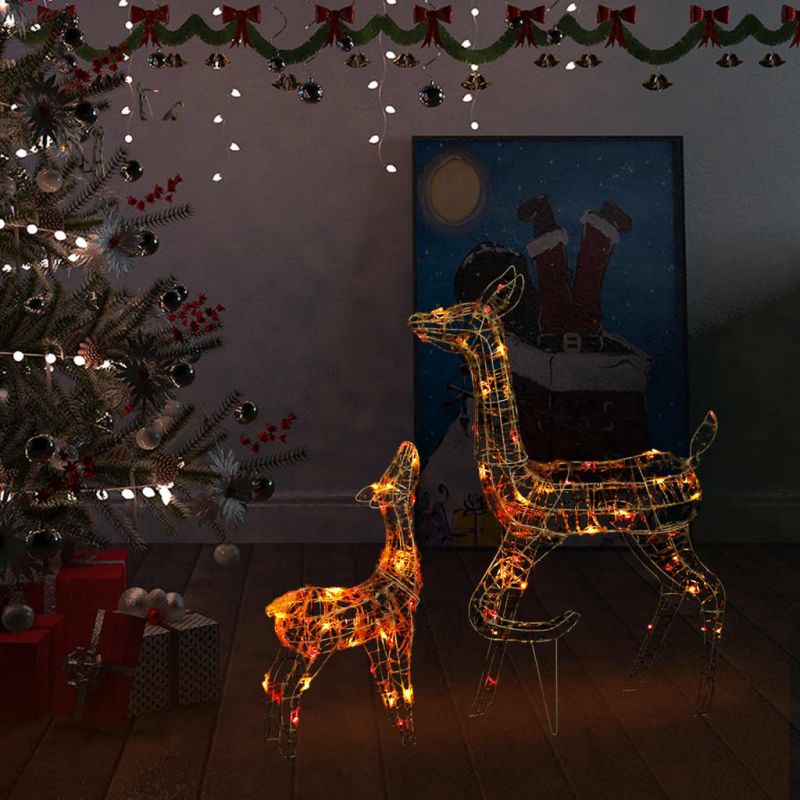 Kalėdinė dekoracija elnių šeima, akrilas, 160 spalvotų LED, 329792