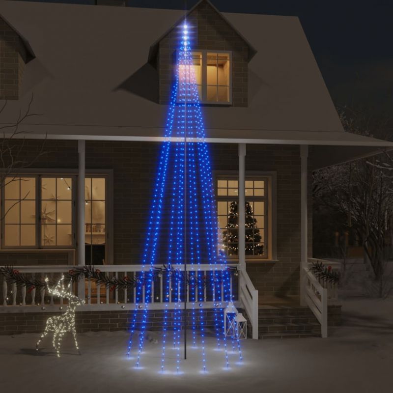 Kalėdų eglutė ant vėliavos stiebo, 500cm, 732 mėlynos LED, 343528
