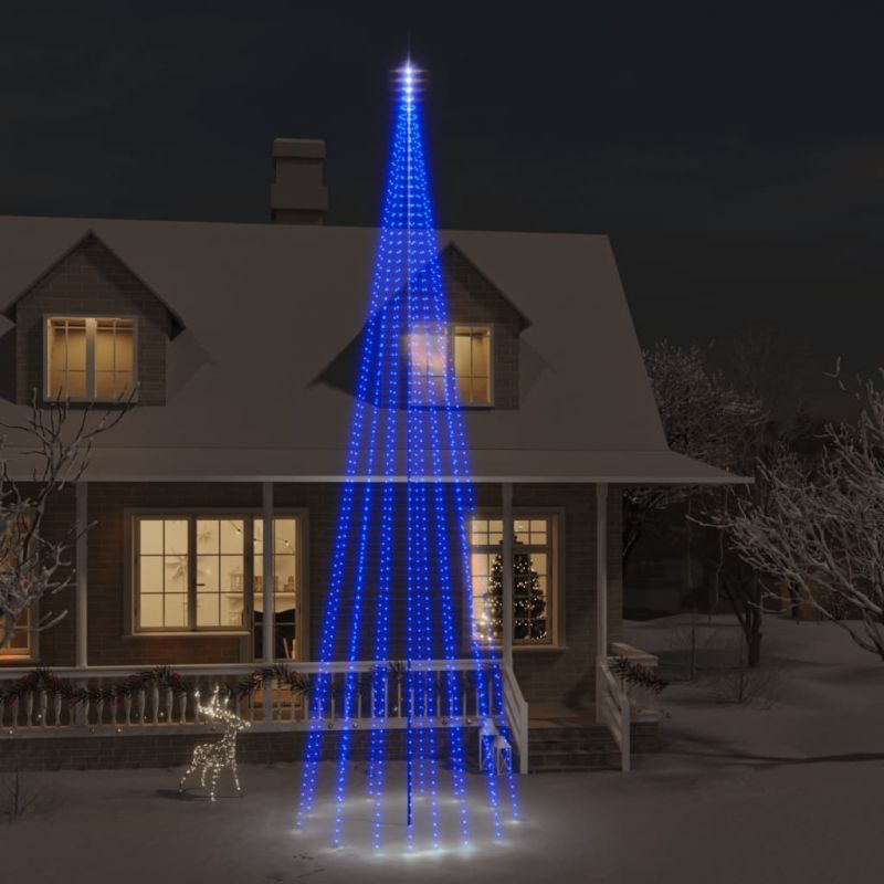 Kalėdų eglutė ant vėliavos stiebo, 800cm, 1134 mėlynos LED, 343532