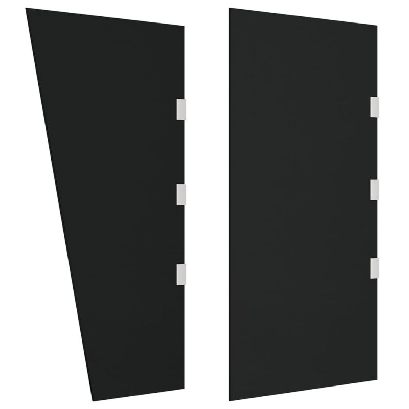 Durų stogeliai, 2vnt., juodos spalvos, grūdintas stiklas, 3095484