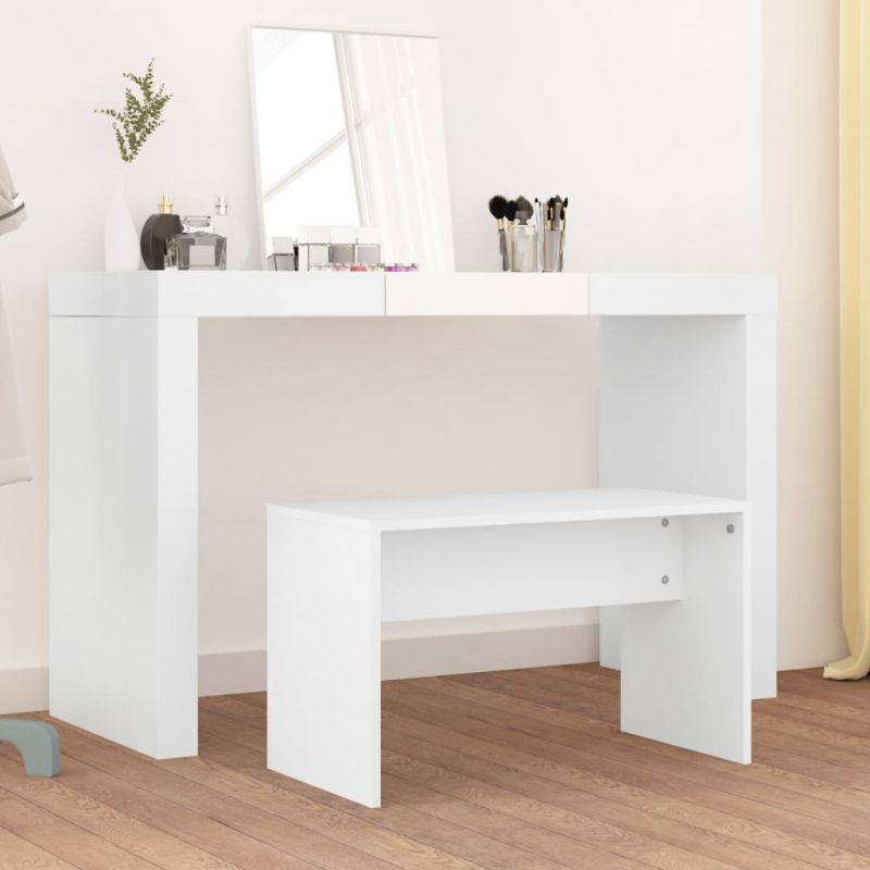 Kosmetinio staliuko kėdutė, balta, 70x35x45cm, apdirbta mediena, 802813