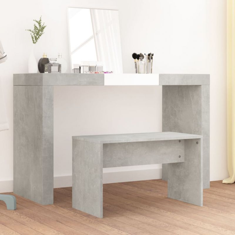 Kosmetinio staliuko kėdutė, pilka, 70x35x45cm, apdirbta mediena, 802817