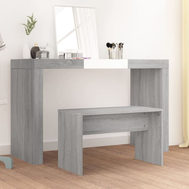Kosmetinio staliuko kėdutė, pilka ąžuolo, 70x35x45cm, mediena, 820524