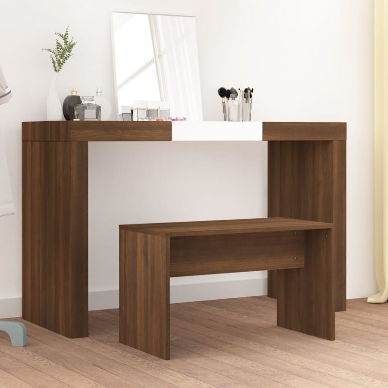 Kosmetinio staliuko kėdutė, ruda ąžuolo, 70x35x45cm, mediena, 820525