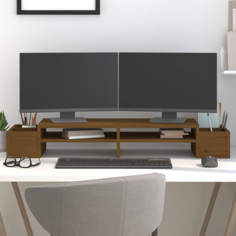 Monitoriaus stovas, medaus rudas, 100×27,5x15cm, pušies masyvas – 813972