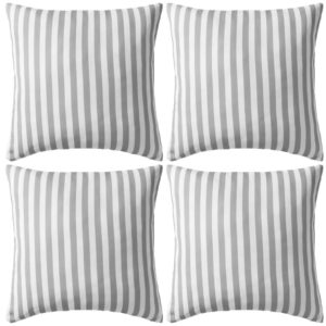 Lauko pagalvės, 4 vnt., pilkos, 45×45 cm, dryžuotos, 132310