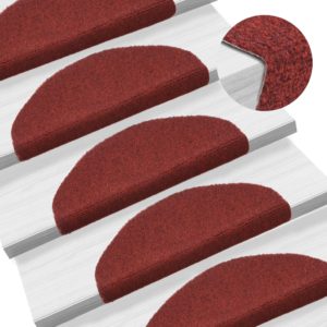 Lipnūs laiptų kilimėliai, 15 vnt., 65 x 21 x 4 cm, raudoni, 132700