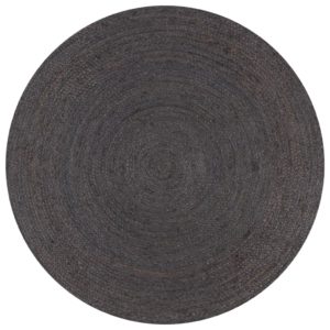 Kilimas, tamsiai pilkas, 120cm, džiutas, apvalus, rankų darbo, 133666