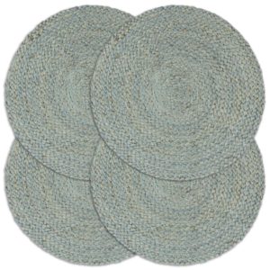 Stalo kilimėliai, 4 vnt., žali, 38cm, džiutas, apvalūs, 133840