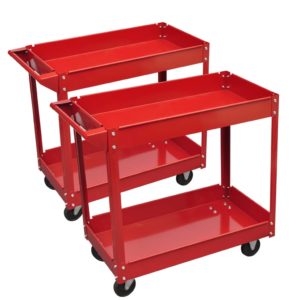 140155 2 x Workshop Tool Trolley 100 kg 2 Shelves, 140155