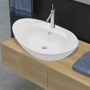 140678 Luxury Ceramic Basin Oval with Overflow and Faucet Hole, 140678