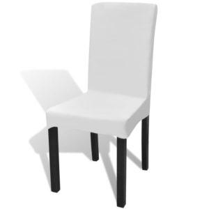 Tiesūs įtempiami kėdžių užvalkalai, 6vnt., baltos spalvos, 130377