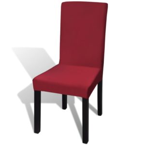Tiesūs įtempiami kėdžių užvalkalai, 6vnt., tamsiai raudoni, 130379