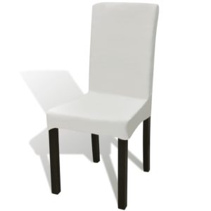 Tiesūs įtempiami kėdžių užvalkalai, 6vnt., kreminės spalvos, 130380