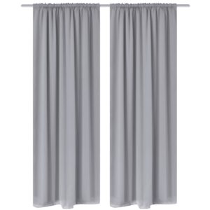 130376 2 pcs Grey Slot-Headed Blackout Curtains 135 x 245 cm, 130376