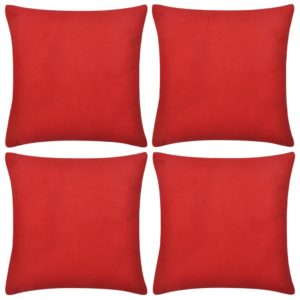 4 Raudoni Pagalvėlių Užvalkalai, Medvilnė, 80 x 80 cm, 130918