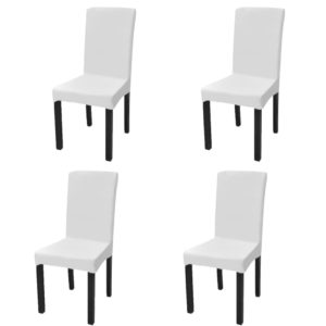 Tiesūs įtempiami kėdžių užvalkalai, 4vnt., baltos spalvos, 131418