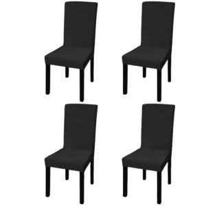 Tiesūs įtempiami kėdžių užvalkalai, 4vnt., juodos spalvos, 131419