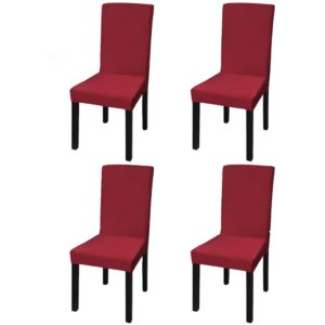 Tiesūs įtempiami kėdžių užvalkalai, 4vnt., tamsiai raudoni, 131420
