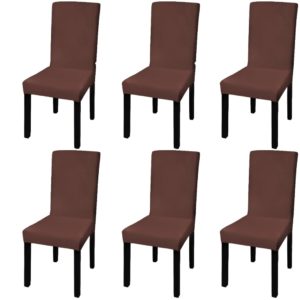 Tiesūs įtempiami kėdžių užvalkalai, 6vnt., rudos spalvos, 131423