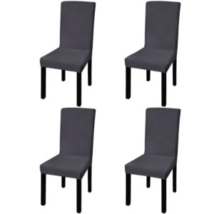 Tiesūs įtempiami kėdžių užvalkalai, 4vnt., antracito spalvos, 131425