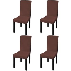 Tiesūs įtempiami kėdžių užvalkalai, 4vnt., rudos spalvos, 131426
