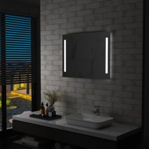 Sieninis vonios kambario veidrodis su LED, 80x60cm, 144706