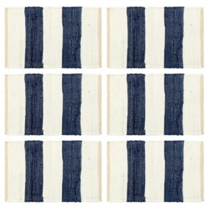 Stalo kilimėliai, 6vnt., mėlynų + baltų dryžių, 30x45cm, chindi, 134026
