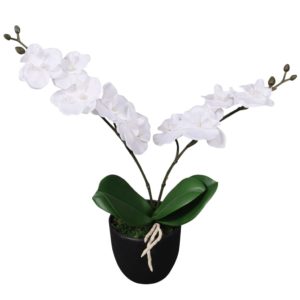 Dirbtinė orchidėja su vazonu, 30 cm, balta, 244420