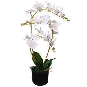 Dirbtinė orchidėja su vazonu, 65 cm, balta, 244423