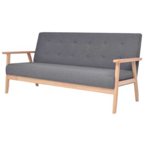 Trivietė sofa, tamsiai pilkos spalvos, audinys, 244653