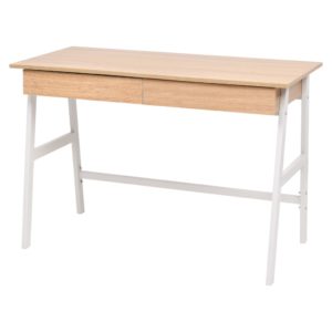 Rašomasis stalas, 110x55x75 cm, balta ir ąžuolo spalva, 245722