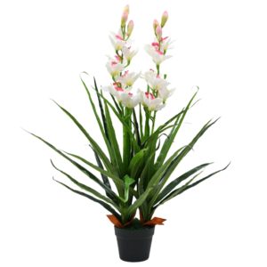 Dirbtinė Cymbidium orchidėja su vazonu, 100cm, žalia, 245952