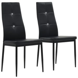 Valgomojo kėdės, 2 vnt., juodos spalvos, dirbtinė oda, 246187