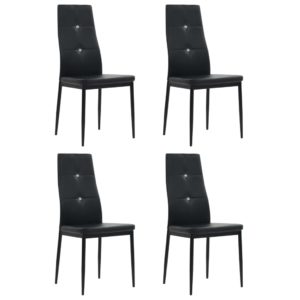 Valgomojo kėdės, 4 vnt., juodos spalvos, dirbtinė oda, 246188