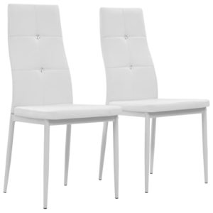 Valgomojo kėdės, 2 vnt., baltos spalvos, dirbtinė oda, 246189
