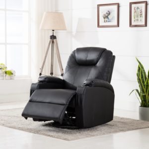Supamas masažinis krėslas, juodos spalvos, dirbtinė oda, 246635