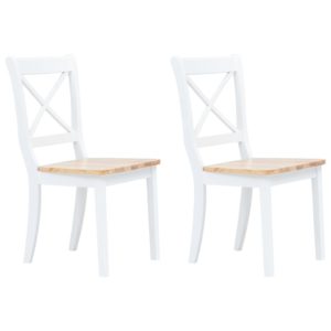 Valgomojo kėdė, 2vnt., balta ir šviesi, kaučiukmedis, 247358