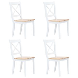 Valgomojo kėdės, 4vnt., balta ir šviesi, kaučiukmedis, 247359
