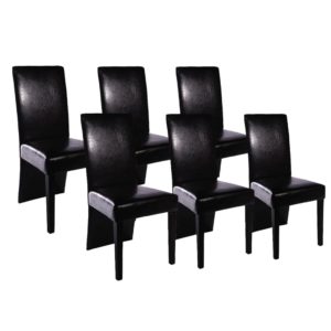 Valgomojo kėdės, 6 vnt., juodos, dirbtinė oda, 160295